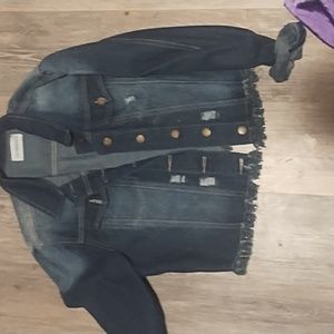 Jean jacket dark blue Fringe bottom large NY trends 4